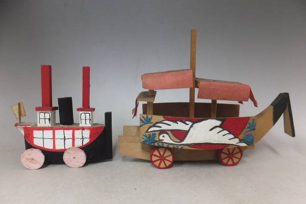 【郷土玩具53】田面船　蒸気船　2点　11～15ｃｍ