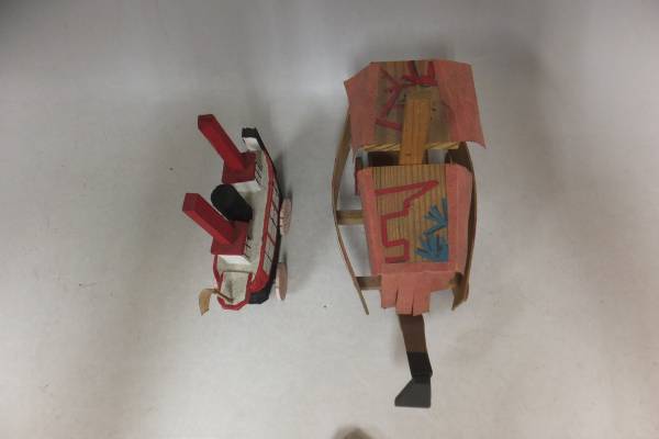 【郷土玩具53】田面船　蒸気船　2点　11～15ｃｍ