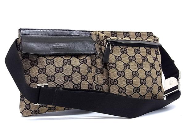 GUCCI グッチ ショルダーバッグ GGキャンバス × レザー 1円 美品 グッチ GG柄 キャンバス×レザー ショルダーバッグA579