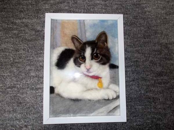 羊毛フェルト絵◇ハンドメイド◇猫ー４１