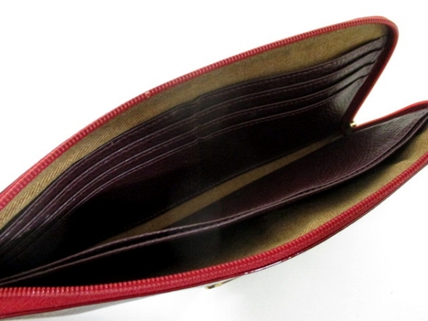 アタオ 長財布 ボルドー L字ファスナー エナメル（レザー） ATAO