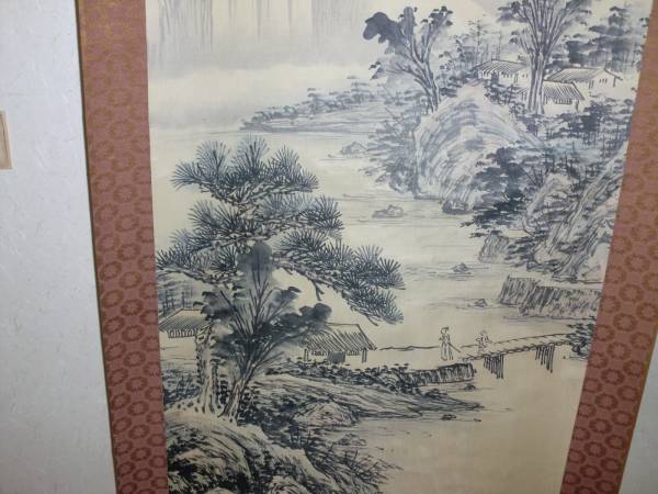 掛軸 中国画 トテモ綺麗で洒落た山水画 肉筆絹本美品 掛軸 中国画 トテモ綺麗で洒落た山水画 肉筆絹本美品