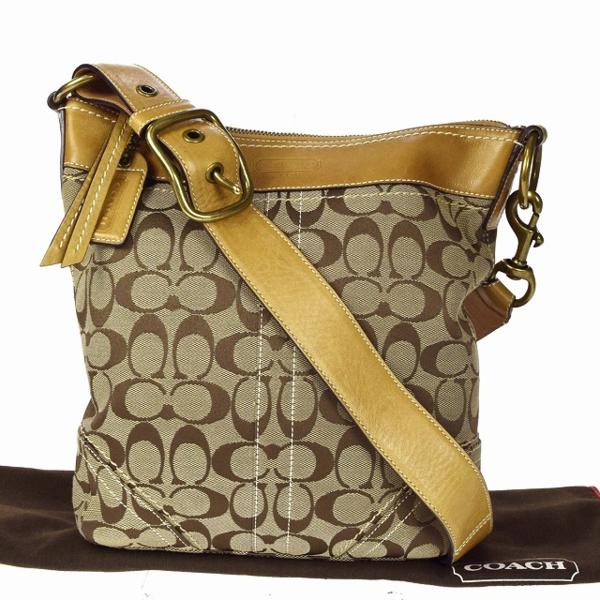 美品 コーチ ショルダーバッグ シグネチャー 10403 茶 08E333