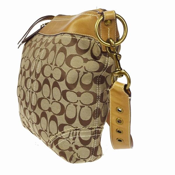 美品 コーチ ショルダーバッグ シグネチャー 10403 茶 08E333