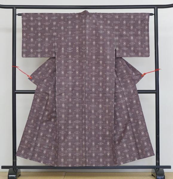 ≪8885≫　単衣　Ｓ寸ゆったり　琉球絣調の米沢紬　未使用