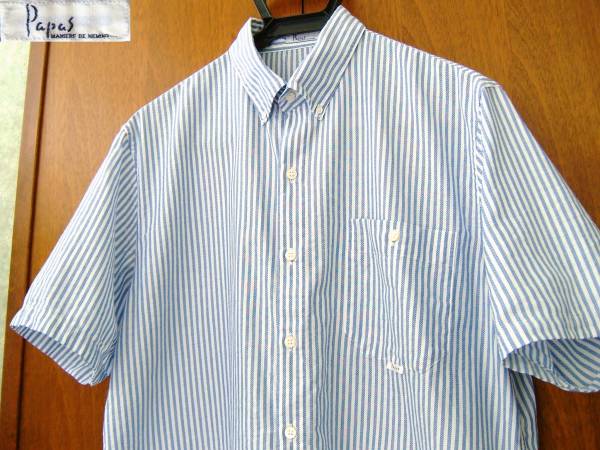 パパス PAPAS 半袖シャツ ストライプ 日本製