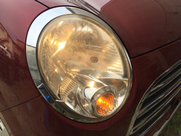 送料込 L650S ミラジーノ ルージュレッドR45 右 ヘッドライト