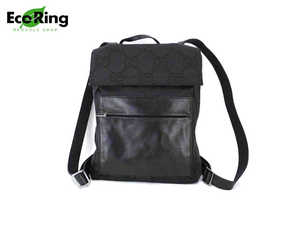 1円 グッチ GG キャンバス×レザー リュックサック AQ681