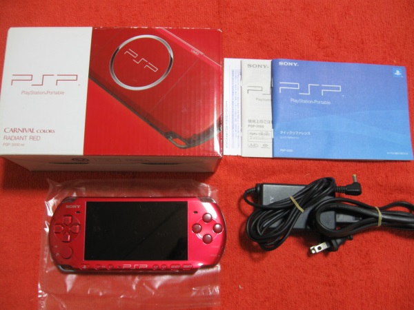PSP-3000 本体箱説MS 充電器付 ラディアント・レッド 正常動作品