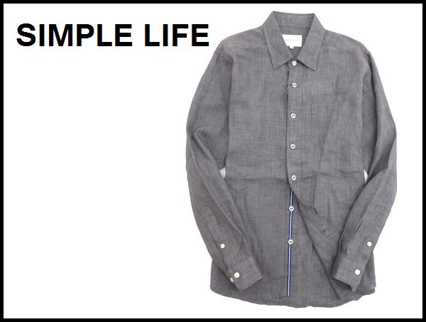 新品 定1.7万 シンプルライフ リネン 麻100％ 長袖シャツ M