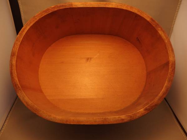 洗い桶小判型中古40年以上前購入裏底◯越焼印水漏れ無確認