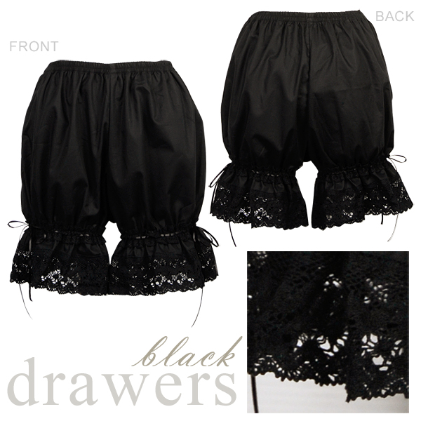 姫黒リボンレースドロワーズ/ゴスロリ下着パニエ/ペチコート