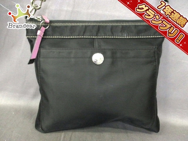 コーチ ショルダーバッグ F13329 黒×アイボリー×パープル