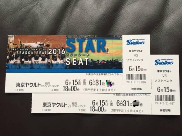 6/15(水)ヤクルト×ソフトバンク【バックネット裏】雨保障アリ