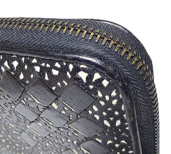 BOTTEGAVENETAボッテガヴェネタ ラウンドファスナー長財布 【中古】ボッテガ・ヴェネタ★ラウンドファスナー長財布★レザー 長財布