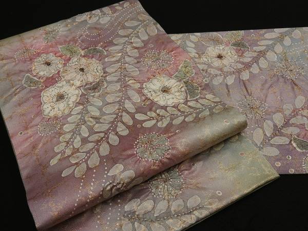 1000★藤★【作家物！金通し織■手絞染め辻が花】仕立上