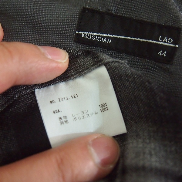 ラッドミュージシャン 13AW チェックノーカラーシャツ 44/LAD