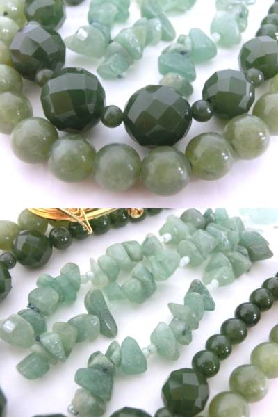 1円～ヒスイ＆アベンチュリン 5点セット ネックレス ブローチ