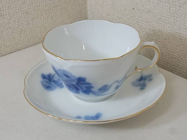 □大倉陶園□OKURA ブルーローズ カップ&ソーサー 1客 箱入 0610 食器