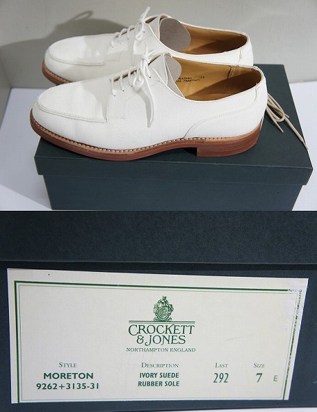 別注Crockett&Jonesクロケット&ジョーンズMoretonシューズ白725G