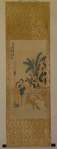 鑑定 中国・黄 山 寿 筆 仇英筆意芭蕉唐美人之図 掛軸 画像は 【公式通販】
