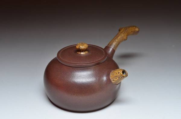 C301【古つき】唐物 中國宜興 汪寅仙製 紫泥急須 茶道具 工芸品