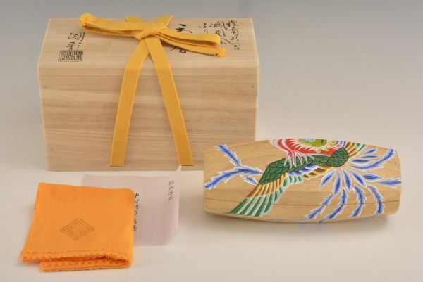 B012044　中村湖彩　惺斎好写鳳凰絵ぶりぶり香合