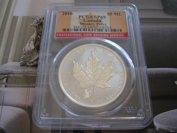 激安 猿 2016 リバースプルーフ メイプルリーフ銀貨 PCGS SP69 限定