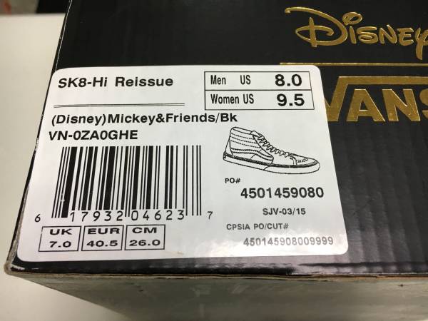 HOT，高品質 新品＊VANS × Disney＊Mickey & Friends＊26cm