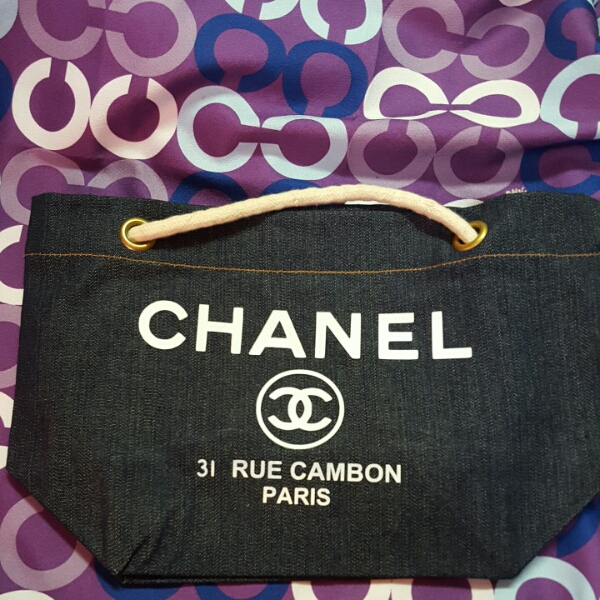 6-28①デニムトートバック 持ち手ループ ノベルティchanel 非売