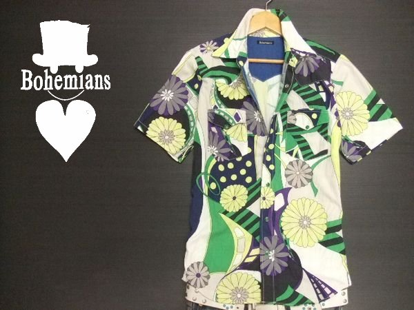 ■Bohemians■半袖ウェスタンシャツ 花柄総柄 ボヘミアンズ