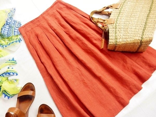 スピック＆スパン リネン100％キレイ色スカート♪