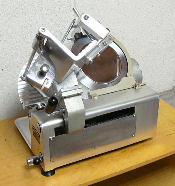 中古業務用寺本卓上スライド式100V電動ミートスライサー作動良好