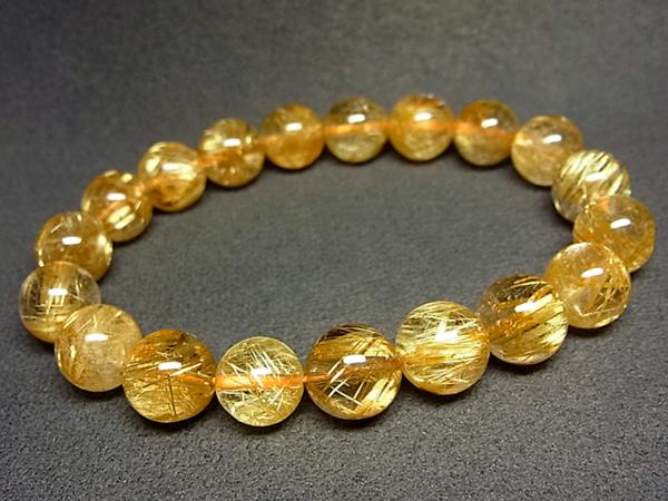 高品質g1800円★黄金【タイチンルチル】水晶ブレスＭ★10.5mm