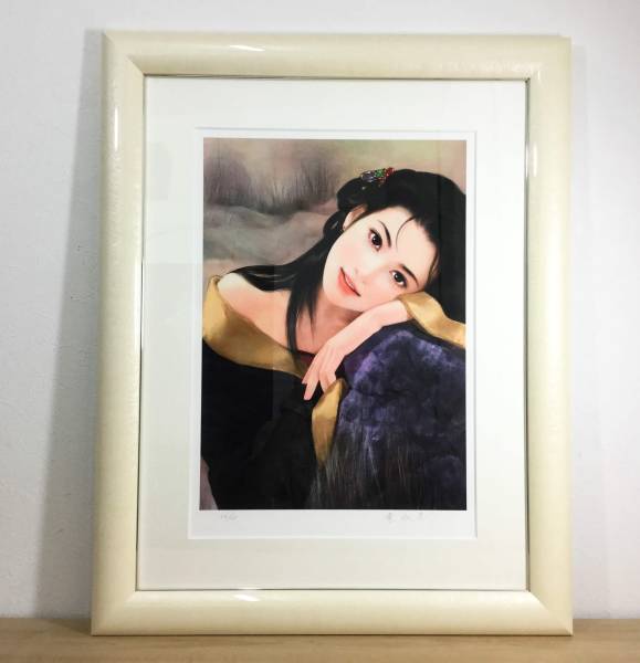 5455■平凡 陳淑芬 版画 真心 94/135 額装 コモン チェン 美少女