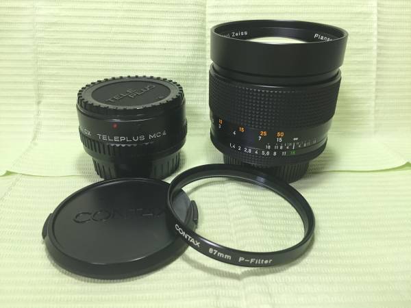 極美品 CONTAX プラナー Planar 85mm F1.4 MMJ ＆ TELEPLUS MC4 レンズ