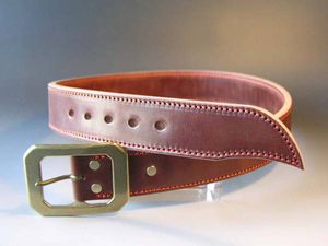 ★45mm超極厚8mmサドルレザープレーンベルト★革アイアンハート