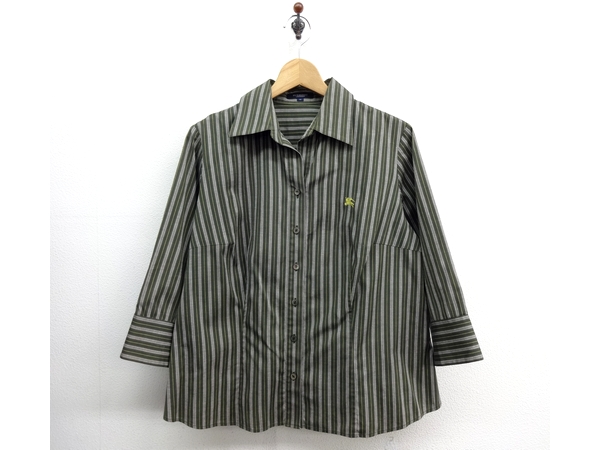 EZ463●バーバリー ストライプ シャツ ブラウス●大きいサイズ15