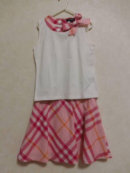 バーバリー　ノースリーブシャツスカートセットアップ　130A　