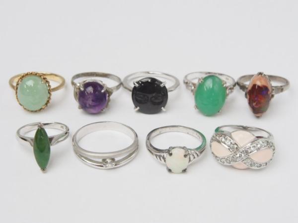 デザイン リング まとめて9点オパール ヒスイ等 指輪 2