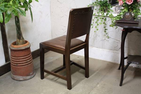 4391b ◆XmasSALE革チェア*椅子*家具*イギリス*アンティーク