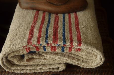 アンティーク、ホームスパン、リネン、麻袋、グレインサック、布