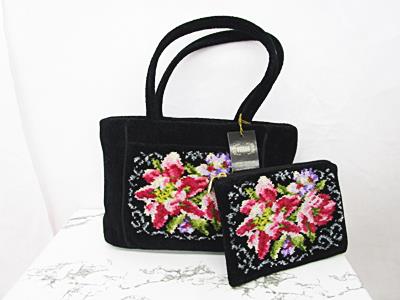 FEILER フェイラー トートバッグ 花柄 ポーチ付き 黒 1000円FEILER 