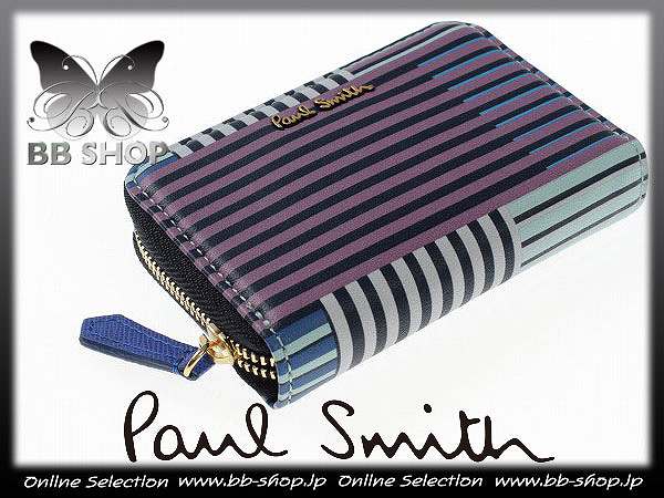 ◆5334◆ポールスミス 新品箱付羊革レザーキーケース/ストライプ