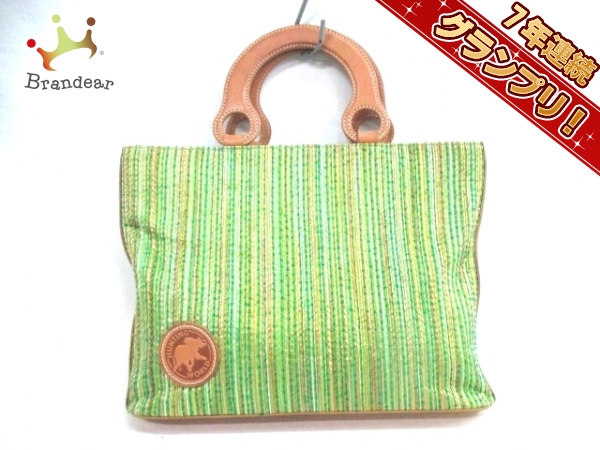 ハンティングワールド ハンドバッグ 化学繊維×レザー