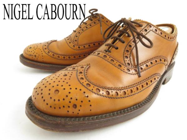 良品▲英国 ナイジェルケーボン ウィングチップ レザーシューズ