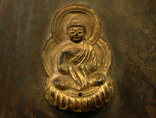 室町期 木芯漆箔金彩色 如来座像 光背化仏 懸仏 検 仏教美術 彫刻