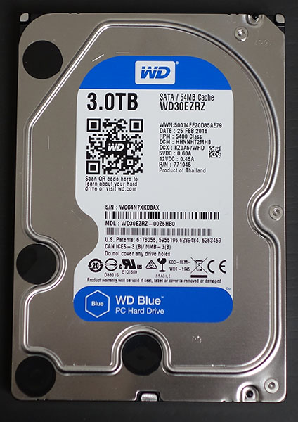 HDD Western Digital WD30EZRZ-RT 00Z5HB0 WD Blue 3TB ほぼ新品