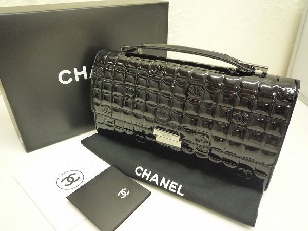 C142 CHANEL シャネル クラシックバッグ パテント ハンドル・N 