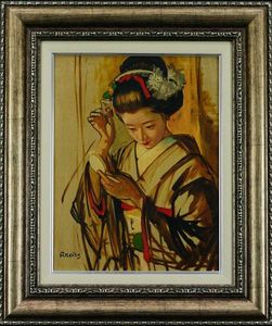 〓 小磯良平 〓 肉筆水彩画 “婦人像”（鑑定証付） オリジナル木版画